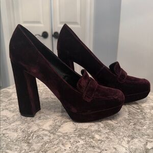 Nine West Dark Burgundy Velvet Heels